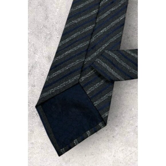 Z ZEGNA Silk Tie ITALY Gray Striped W:3.2" EUC - Picture 5 of 6